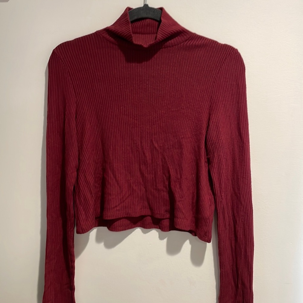 REFORMATION MERLOT CROPPED TURTLENECK